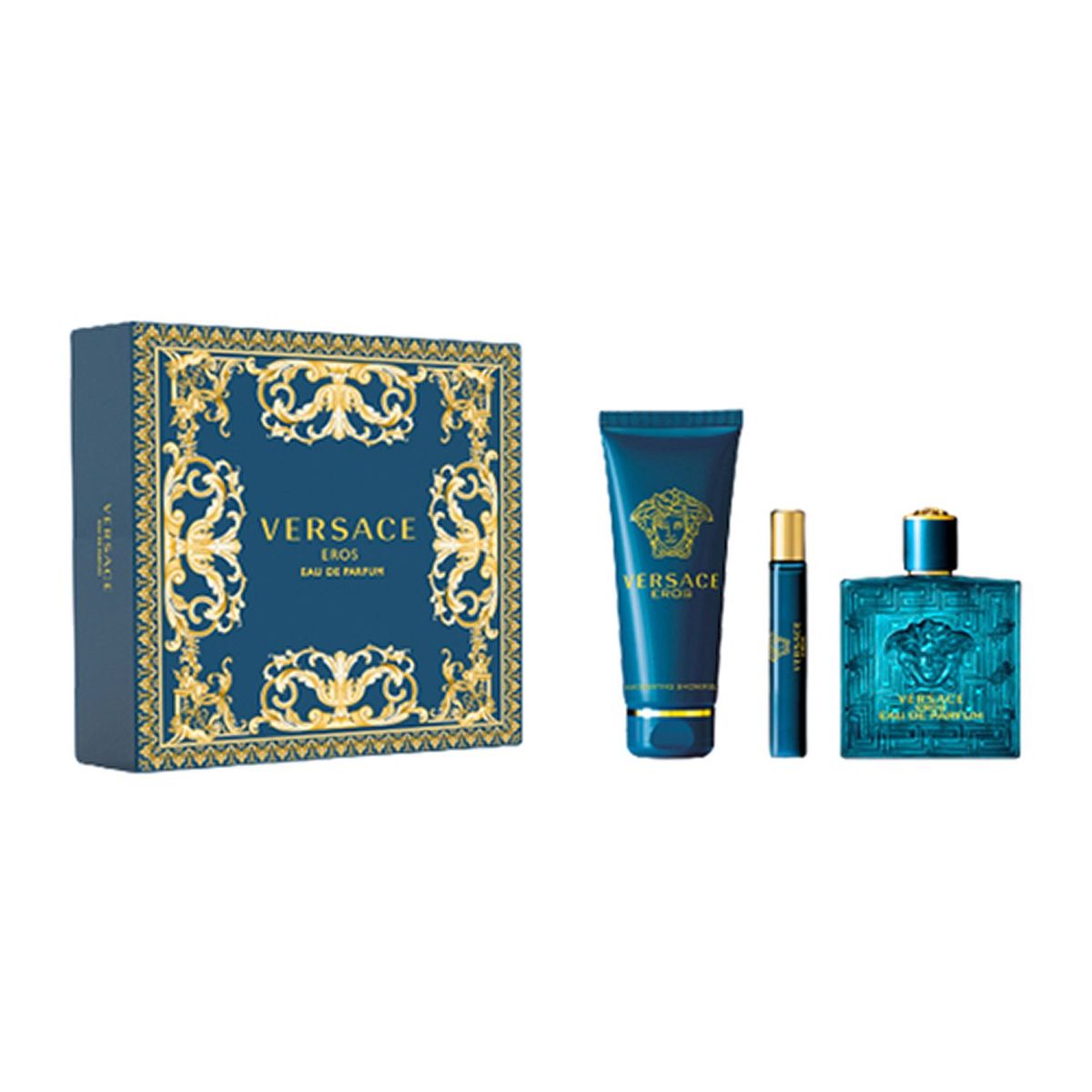 VERSACE - Estuche Eros EDP 100ml + Body Shower Gel 150ml + Travel Spray 10ml