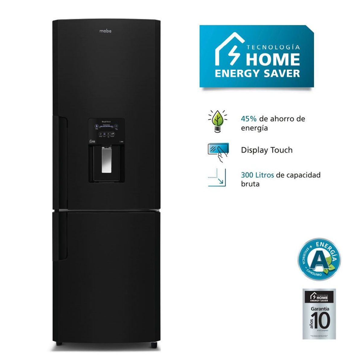 MABE - Refrigeradora Bottom Freezer 294 Lts Netos Black Steel Mabe - RMB300IZPRP0