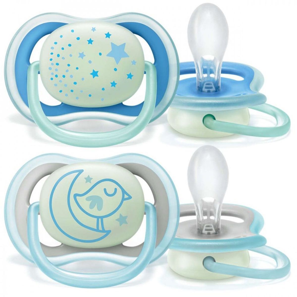 AVENT - Chupón Ultra Air Noche Niño 6-18M Pack X2