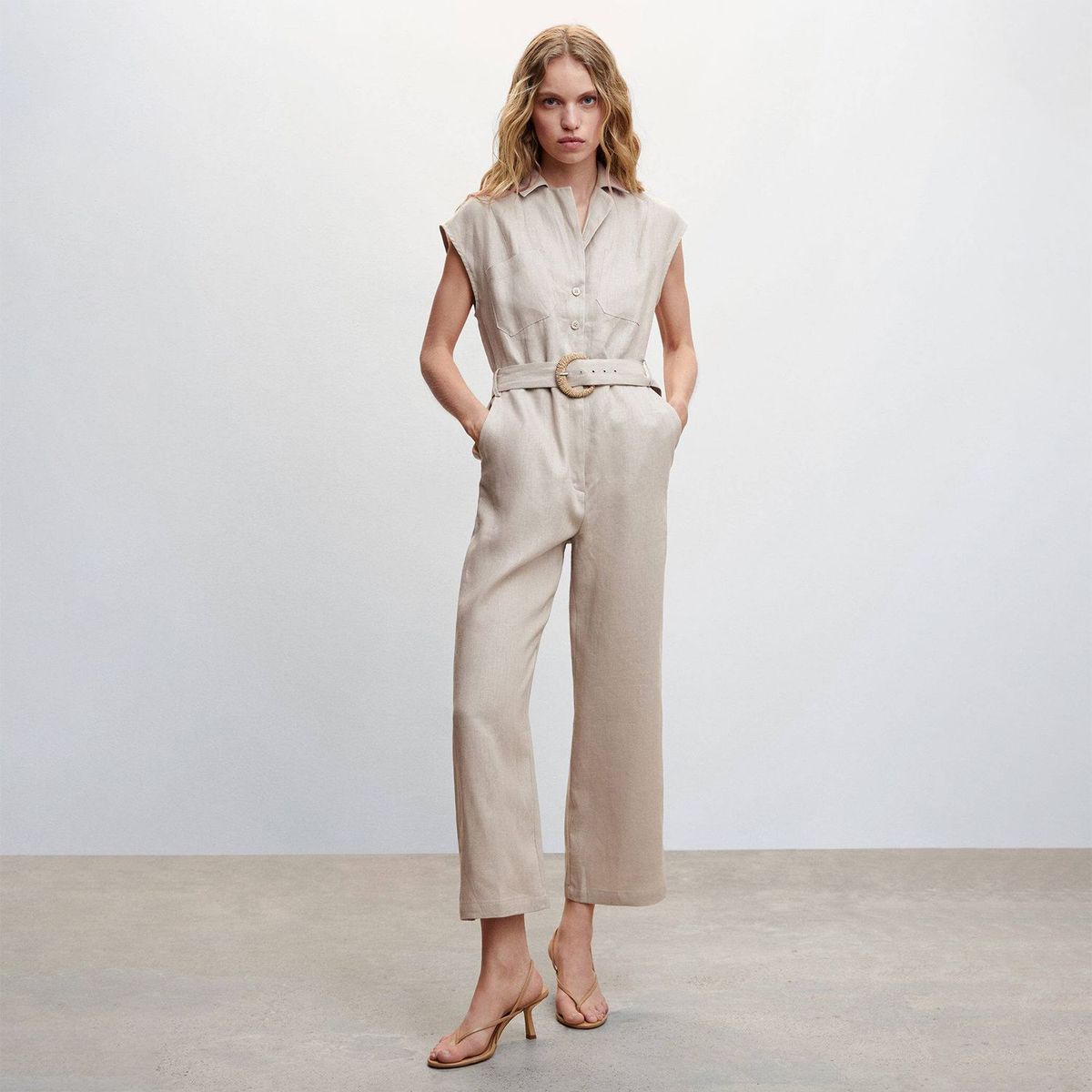 MANGO - Enterizo Lino Mujer Mango