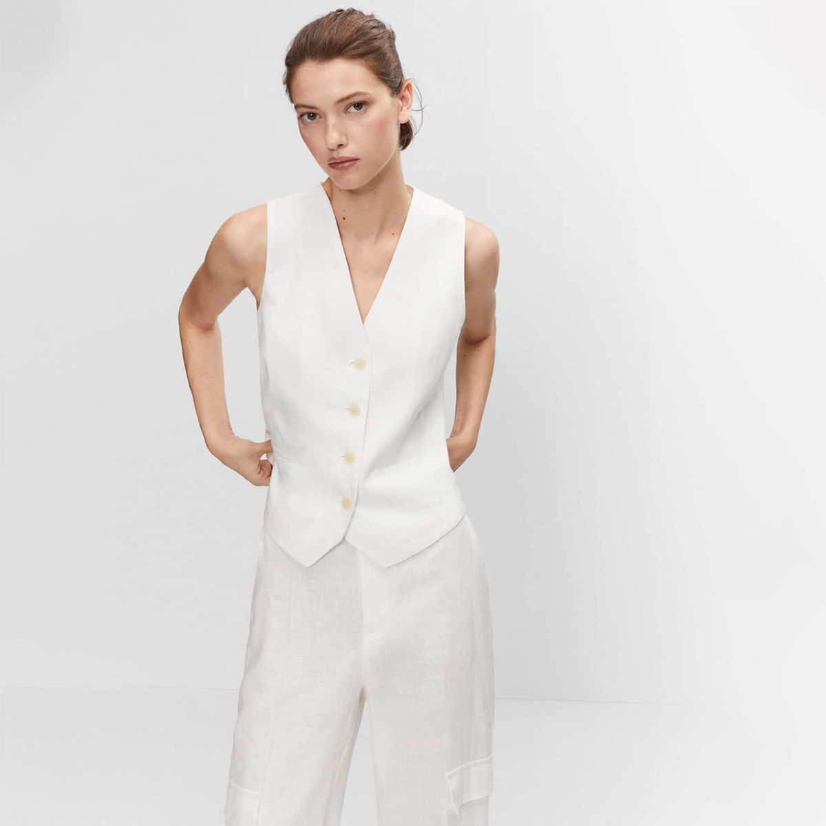 MANGO - Chaleco Lino Mujer Mango