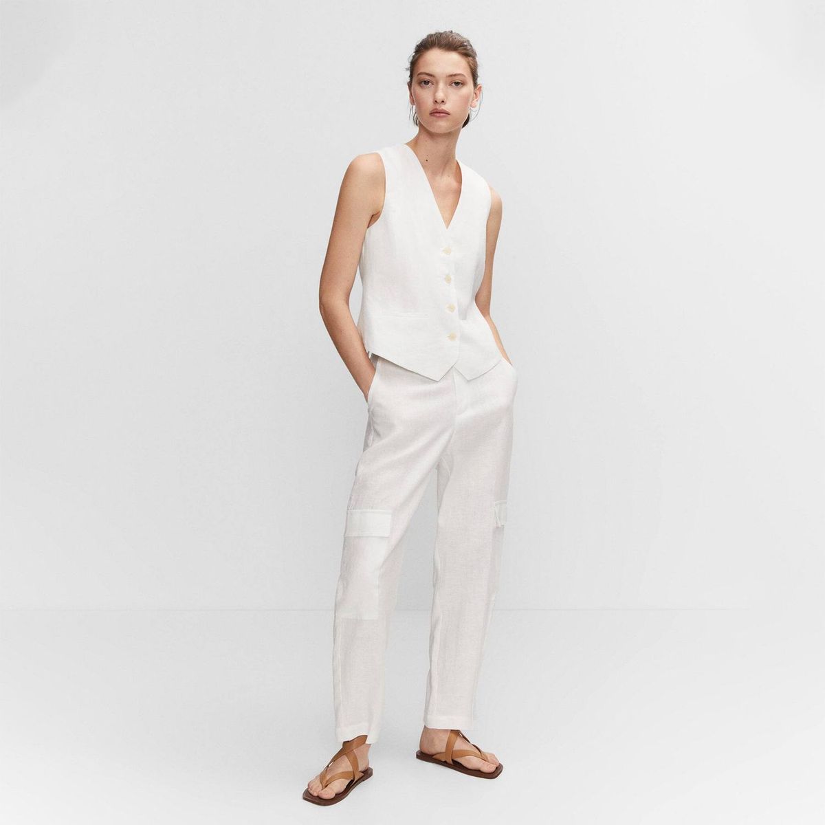 MANGO - Chaleco Lino Mujer Mango