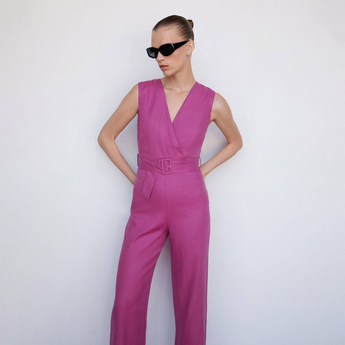 MANGO - Enterizo Lino Mujer Mango