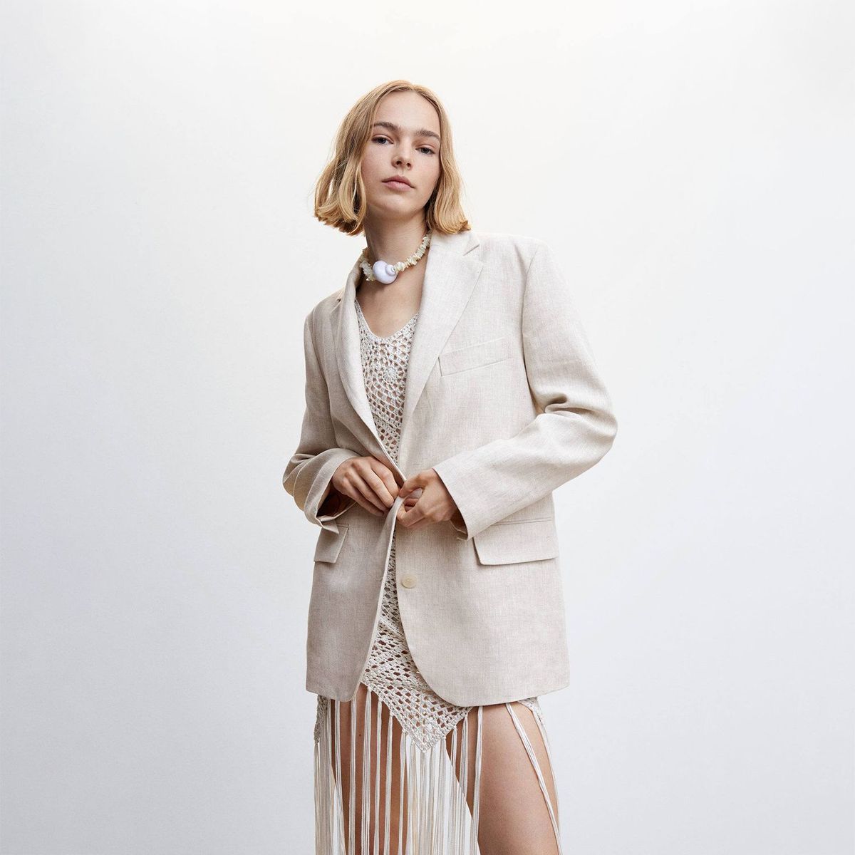 MANGO - Blazer Lino Mujer Mango