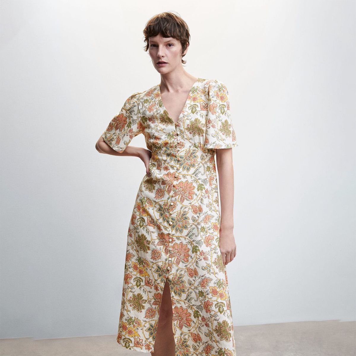 MANGO - Vestido Largo Casual Lino Mujer Mango