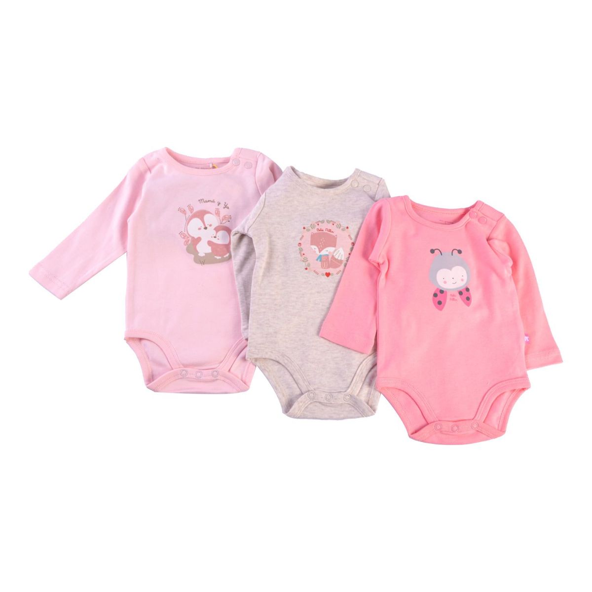 PILLIN - Body Bebé niña Algodón Pack x3 Pillin