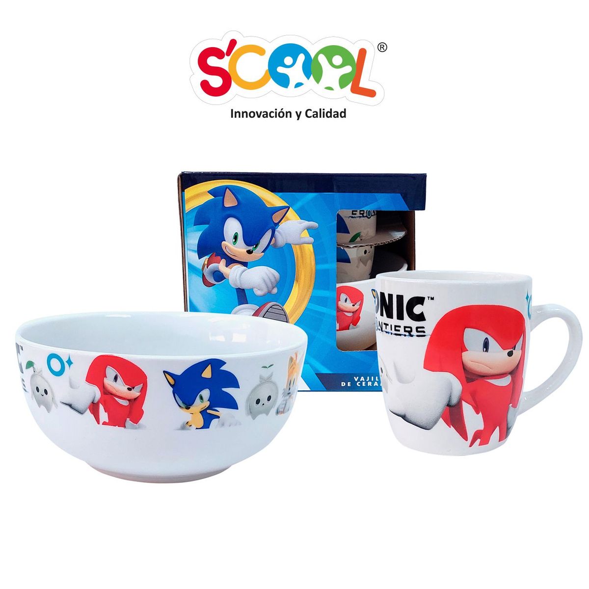 SCOOL - Set Vajilla De Cerámica 2pz Taza Y Bolo Sonic