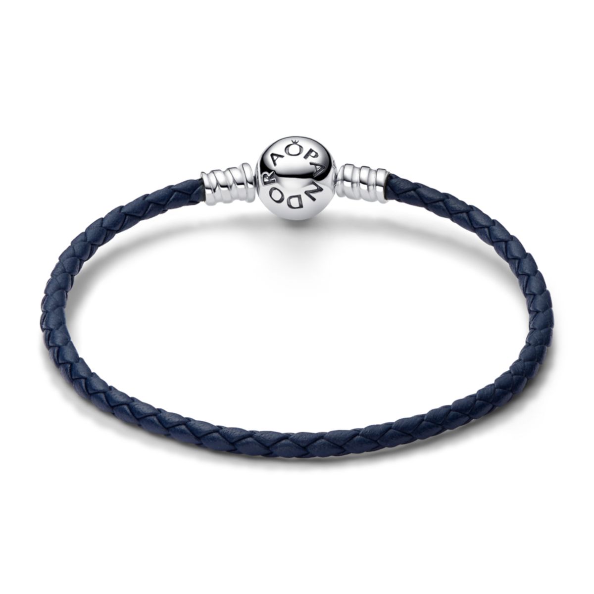 PANDORA - Brazalete de cuero trenzado azul