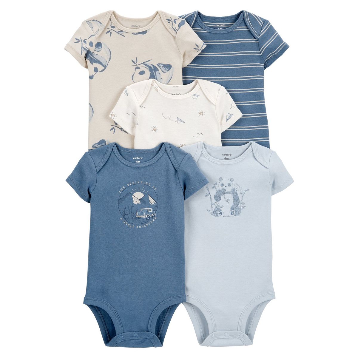 CARTER'S - Body Bebé Niño Pack X5 Algodón Carters