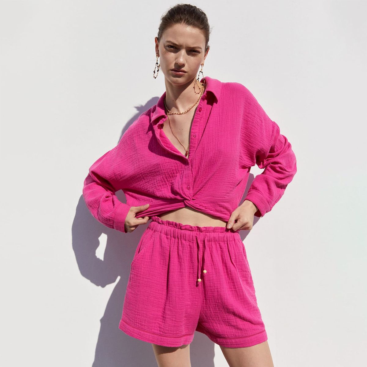 MANGO - Camisa Manga Larga Algodón Mujer Mango