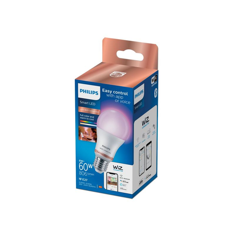 WIZ - Foco LED Inteligente Philips WiZ A60 8W Color RGB