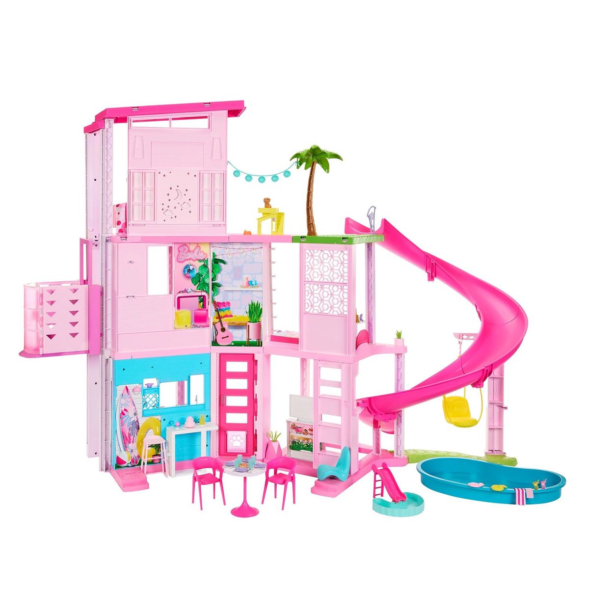 BARBIE - Casa De Los Sueños Barbie 3 Pisos Con Piscina Y Tobogán