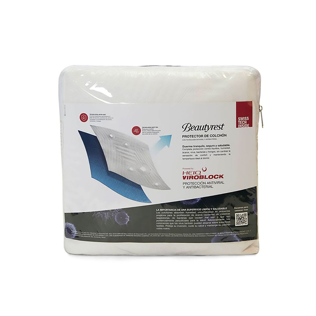 BEAUTYREST SIMMONS - Protector de Colchón Impermeable Viroblock Queen