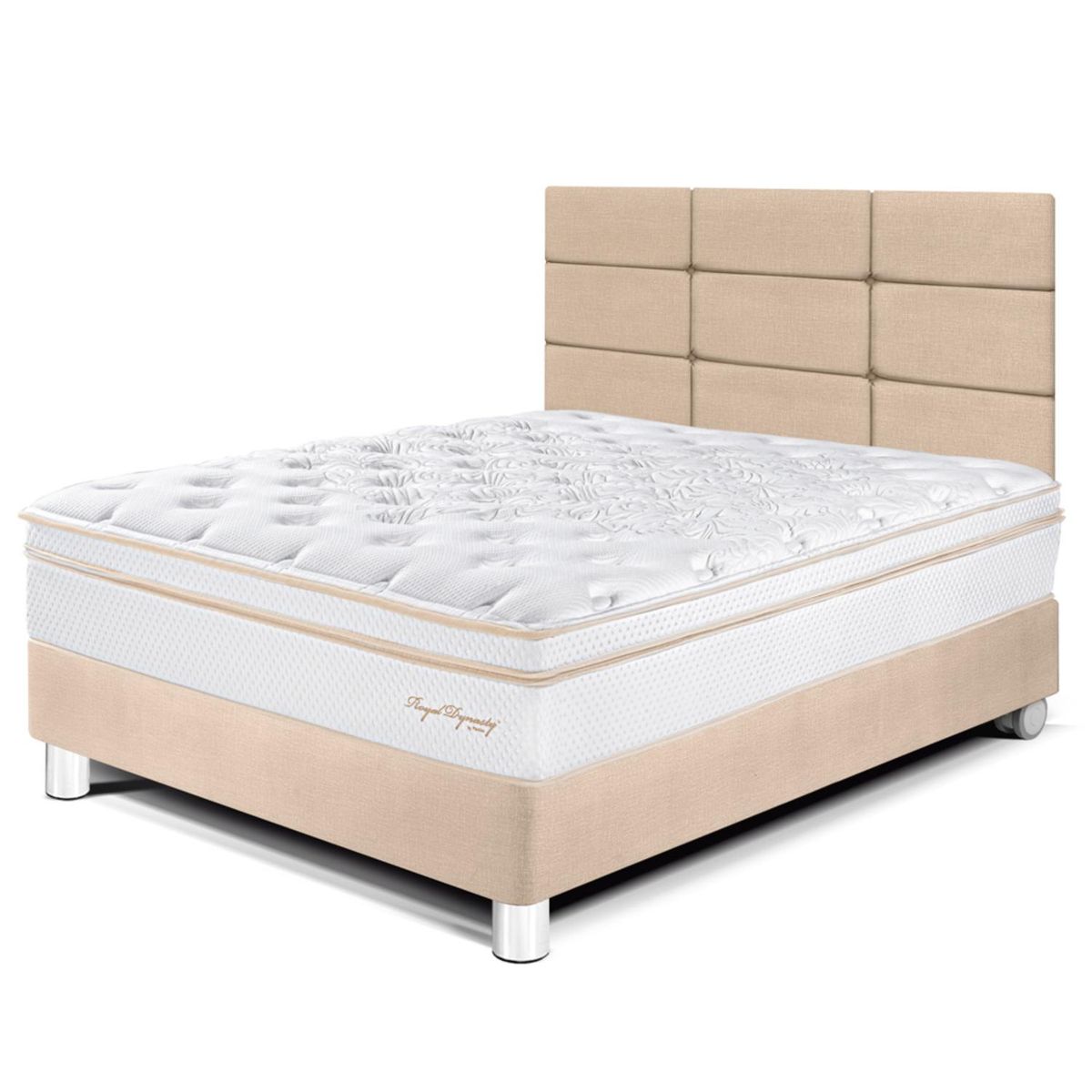 PARAISO - Dormitorio Royal Dynasty Blocks 1.5 Plz Champagne + 1 Almohada Viscoelástica