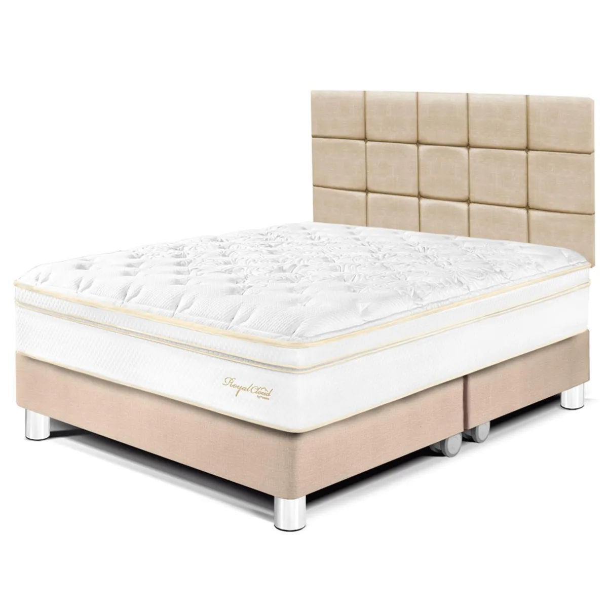 PARAISO - Dormitorio Royal Cloud Blocks Queen + 2 Almohadas Viscoelásticas + Protector