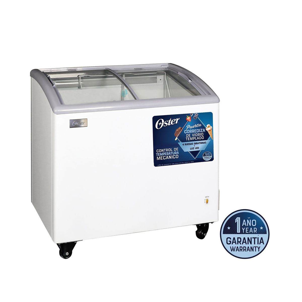 OSTER - Congeladora con Puertas de Vidrio Oster OS-PSCFX7001W 208L Blanco