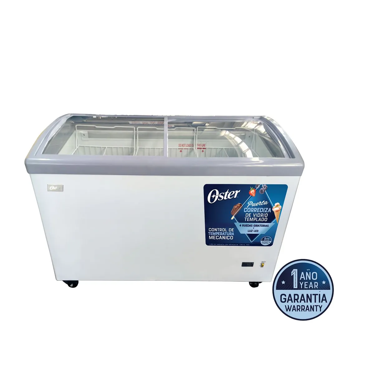 OSTER - Congeladora con Puertas de Vidrio Oster OS-PSCFX11001W 326L Blanco