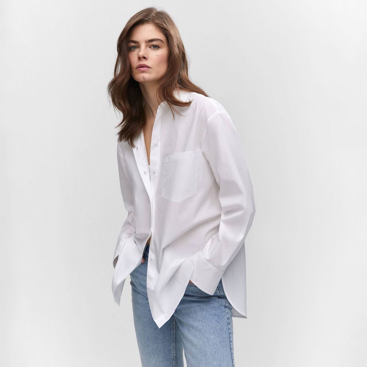 MANGO - Camisa Manga Larga Algodón Mujer Mango