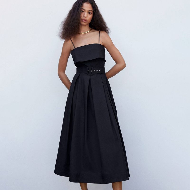 MANGO - Vestido MIDI Algodón Mujer Mango