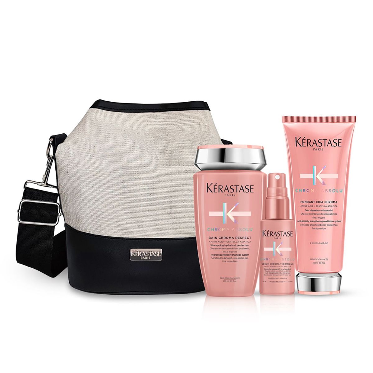 KERASTASE - Pack Chroma Absolu de Kérastase para cabello con color: Shampoo 250ml + Acondicionador 200ml +TS Leave in 45ml