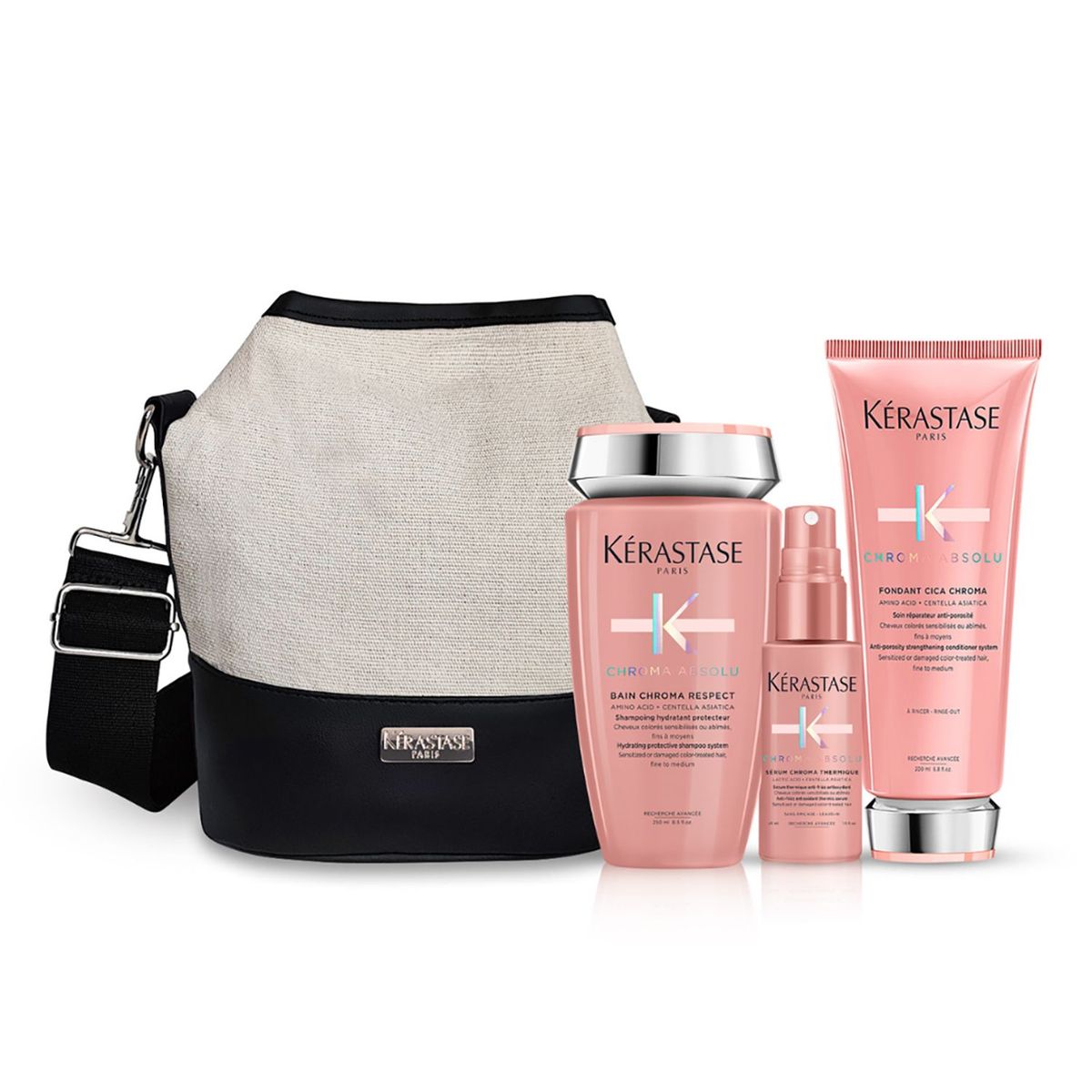 KERASTASE - Pack Chroma Absolu de Kérastase para cabello con color: Shampoo 250ml + Acondicionador 200ml +TS Leave in 45ml