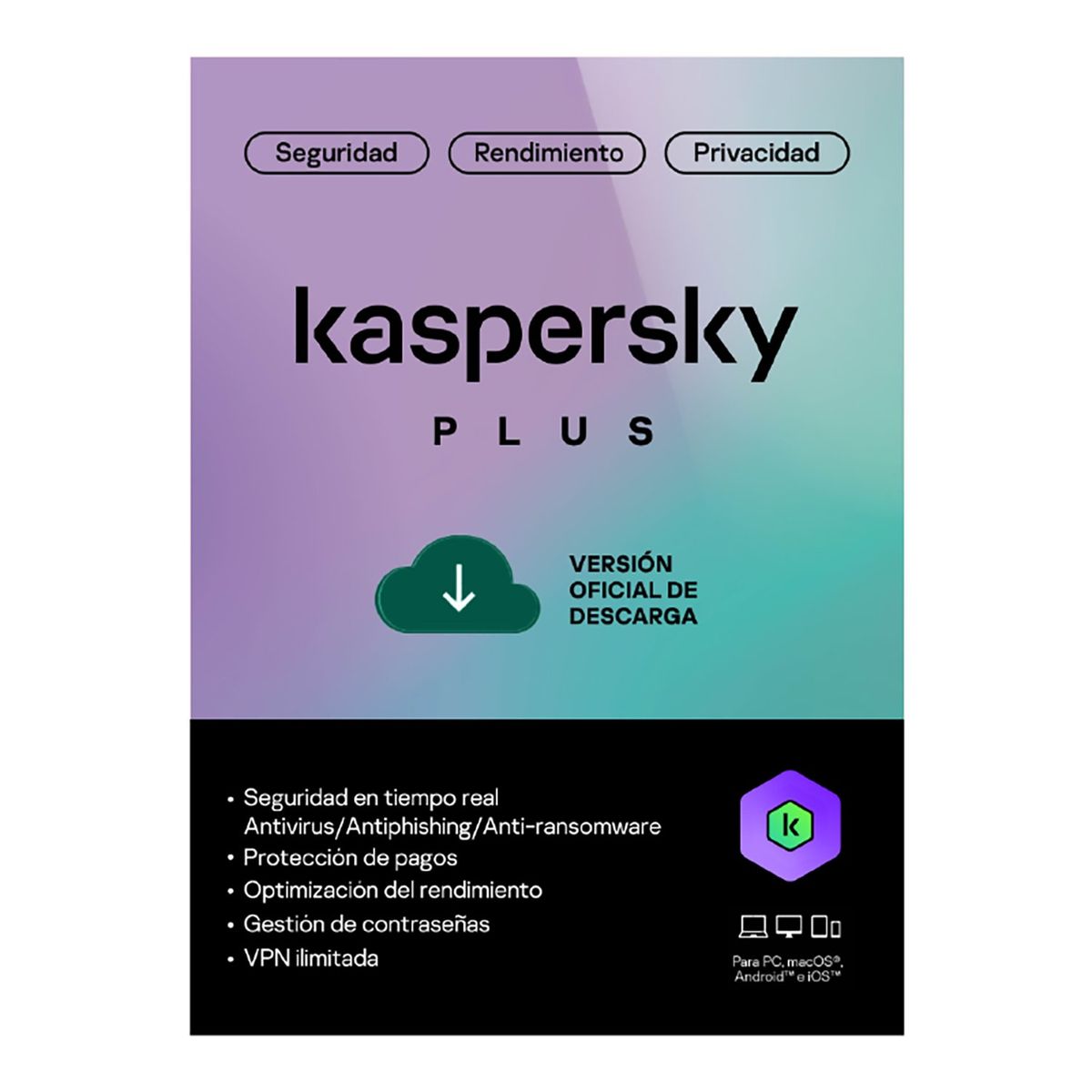 KASPERSKY - Antivirus Kaspersky Plus 3 Dispositivos 1 Año