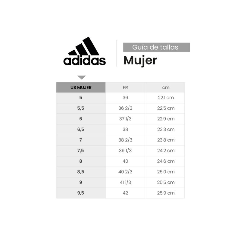 Tallaje Equivalencia Tallas Zapatillas Adidas Mujer Tallaje Tallas