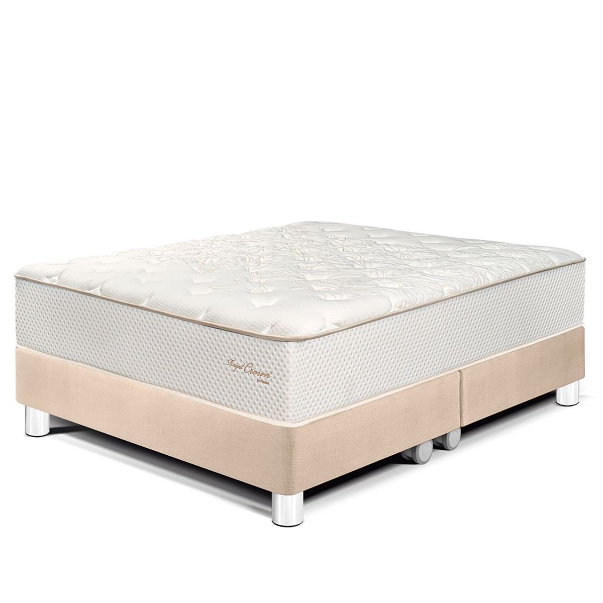 PARAISO - Cama Box Tarima Royal Crown King + 2 Almohadas Viscoelásticas + Protector