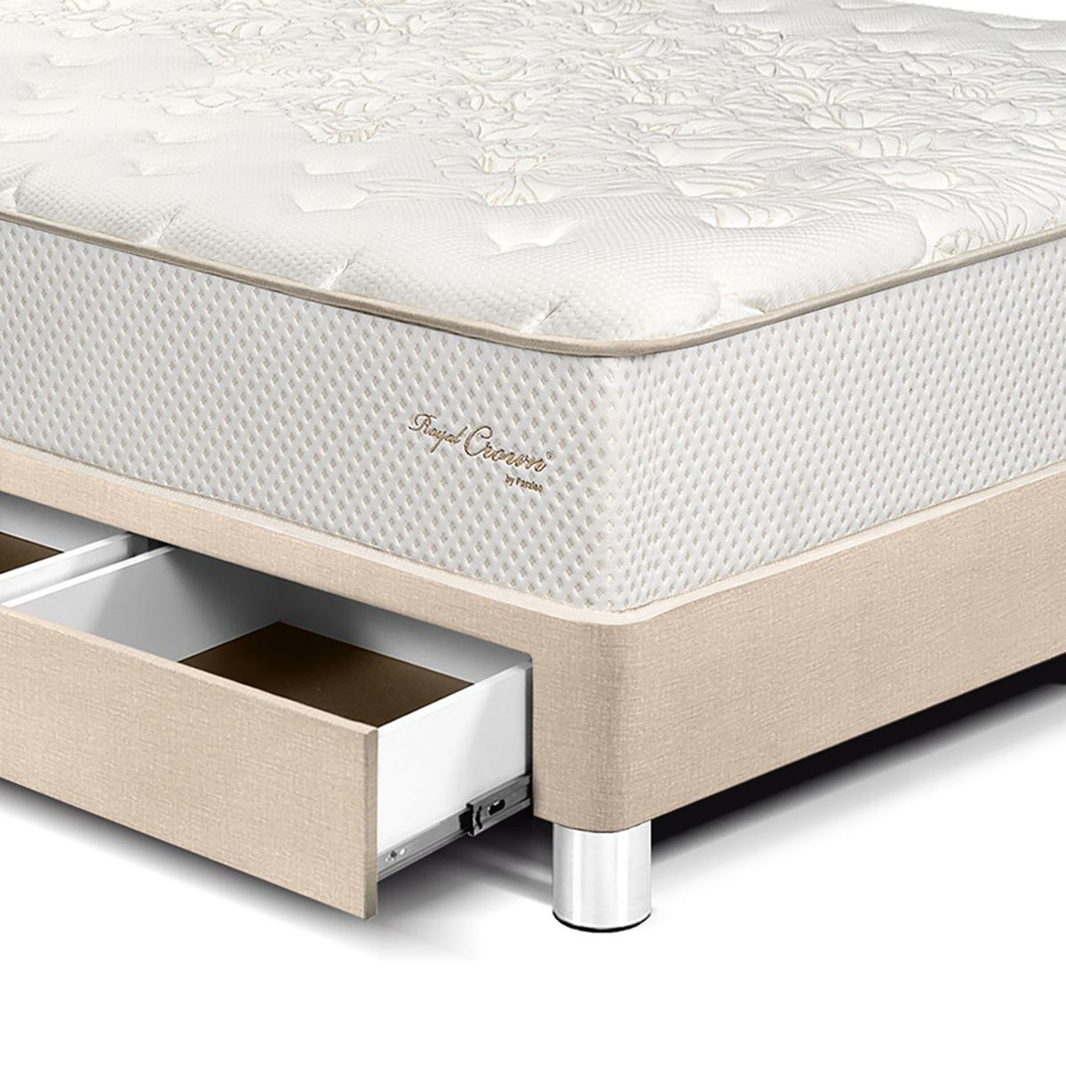 PARAISO - Dormitorio con Cajones Royal Crown Blocks Queen + 2 Almohadas Viscoelásticas + Protector