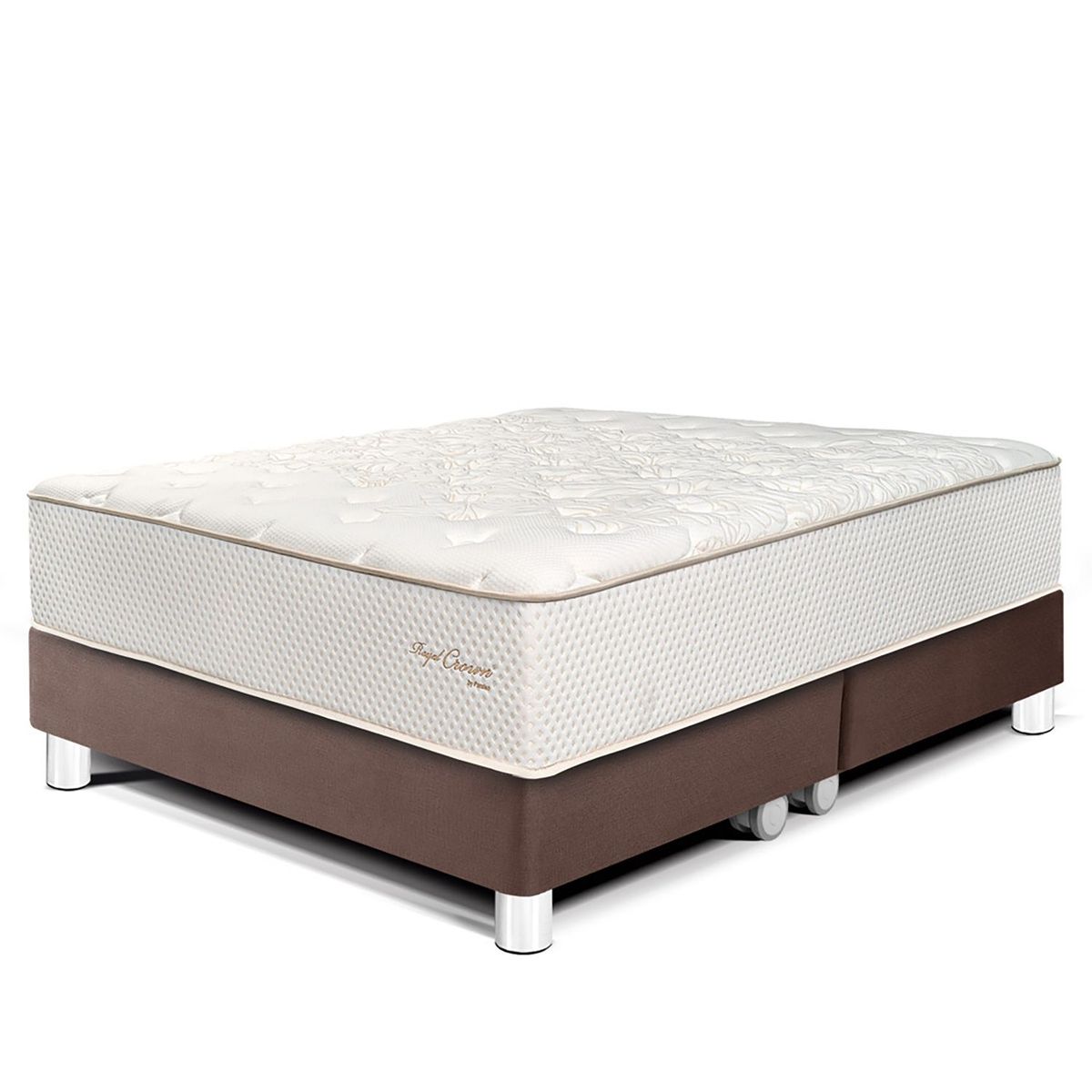 PARAISO - Cama Box Tarima Royal Crown Queen + 2 Almohadas Viscoelásticas + Protector