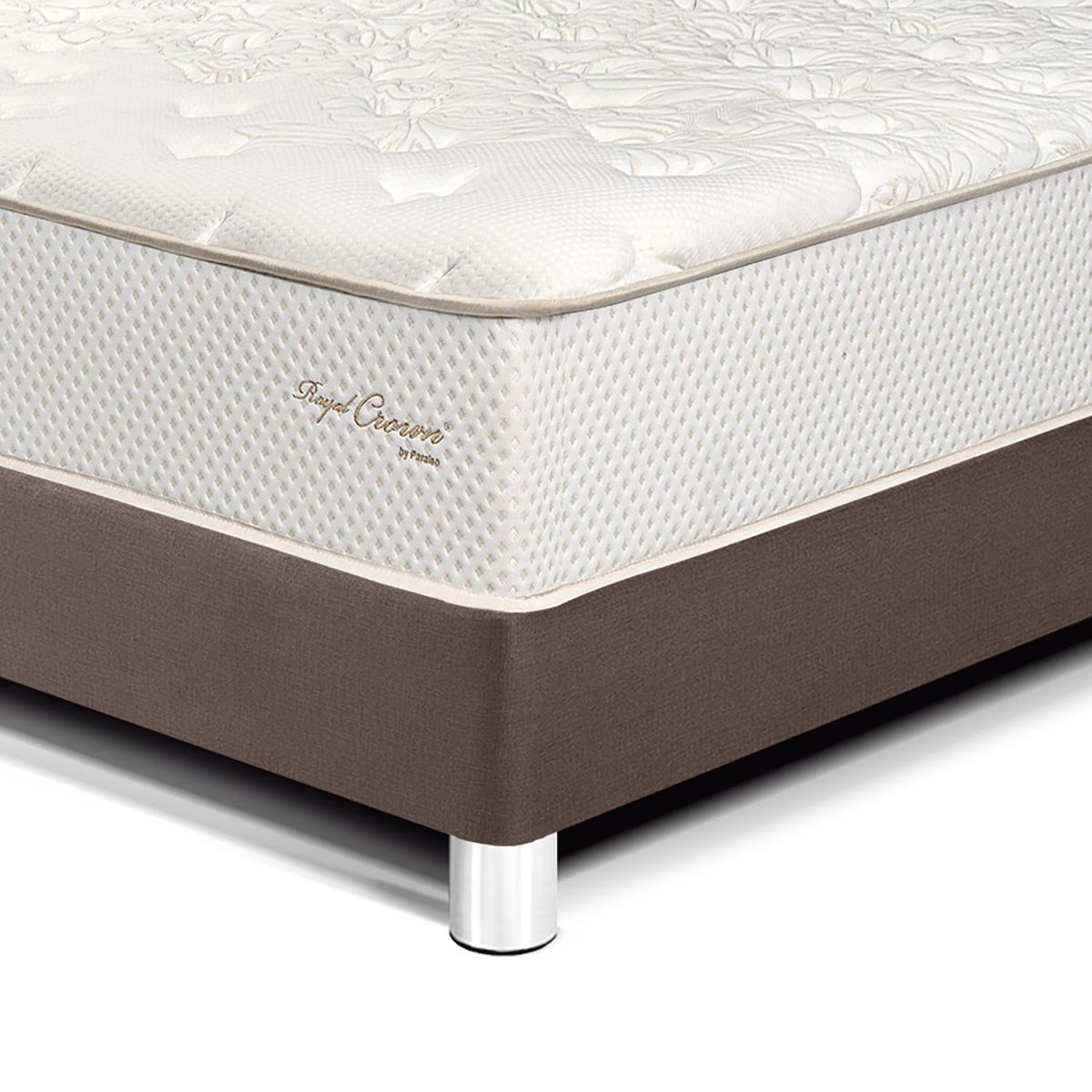 PARAISO - Cama Box Tarima Royal Crown Queen + 2 Almohadas Viscoelásticas + Protector
