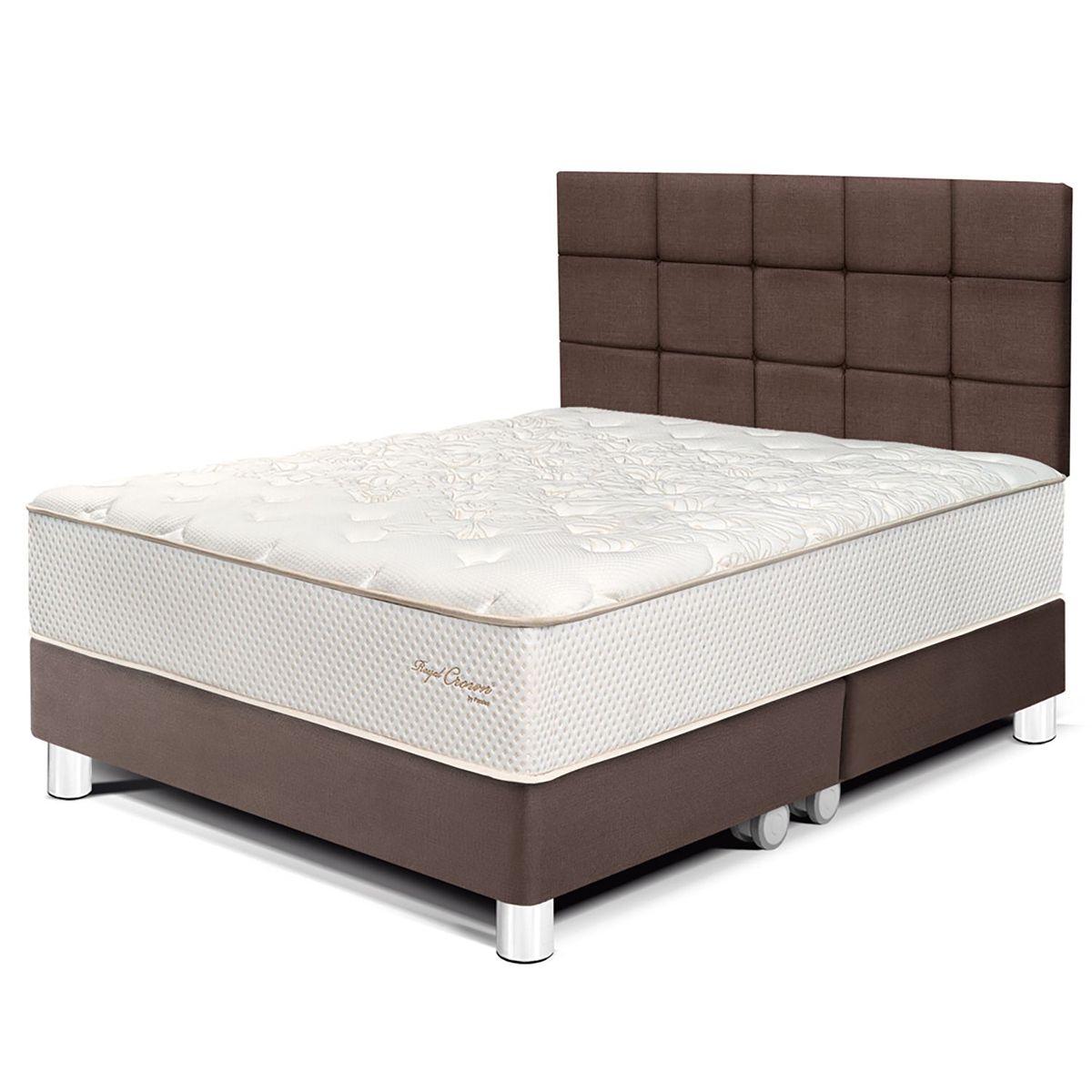 PARAISO - Dormitorio Royal Crown Blocks Queen + 2 Almohadas Viscoelásticas + Protector