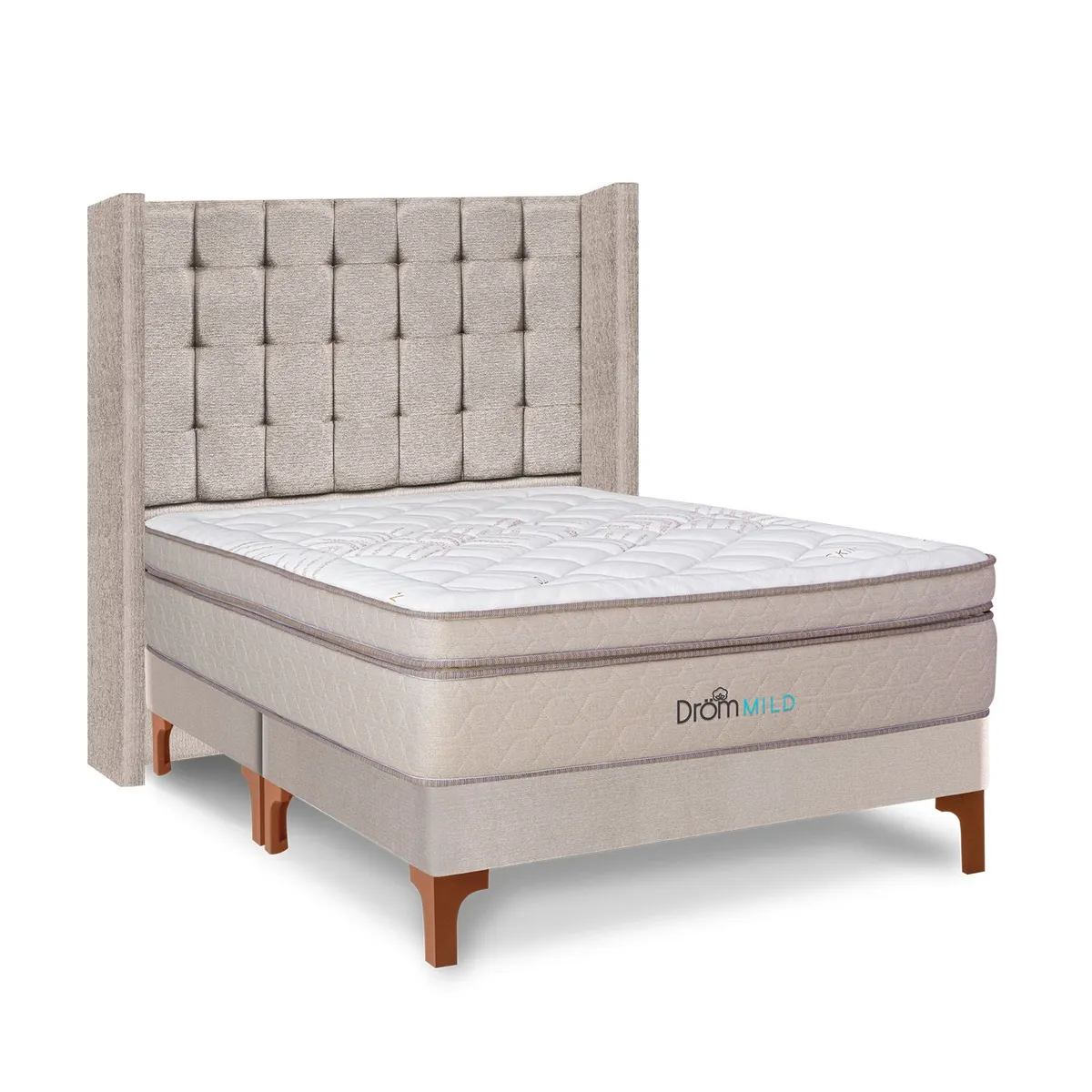 DROM - Dormitorio Europeo Mild Cuadros King + 2 Almohadas Viscoelásticas + Protector