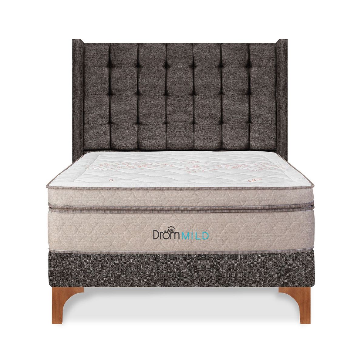 DROM - Dormitorio Europeo Mild Cuadros 2 Plz + 2 Almohadas Viscoelásticas + Protector