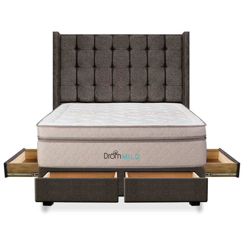 DROM - Dormitorio con Cajones Mild Cuadros King + 2 Almohadas Viscoelásticas + Protector