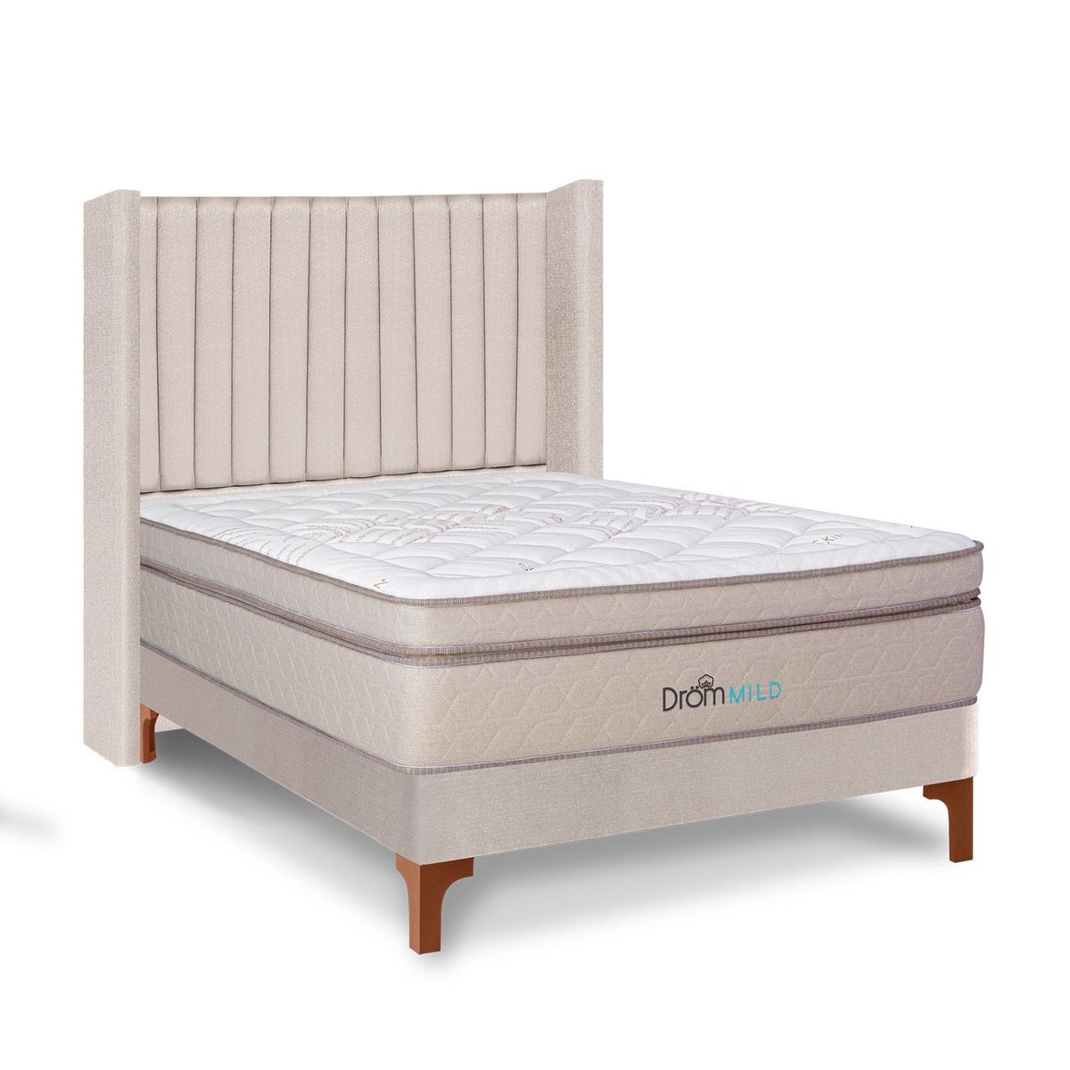 DROM - Dormitorio Europeo Mild Lineas 2 Plz + 2 Almohadas Viscoelásticas + Protector