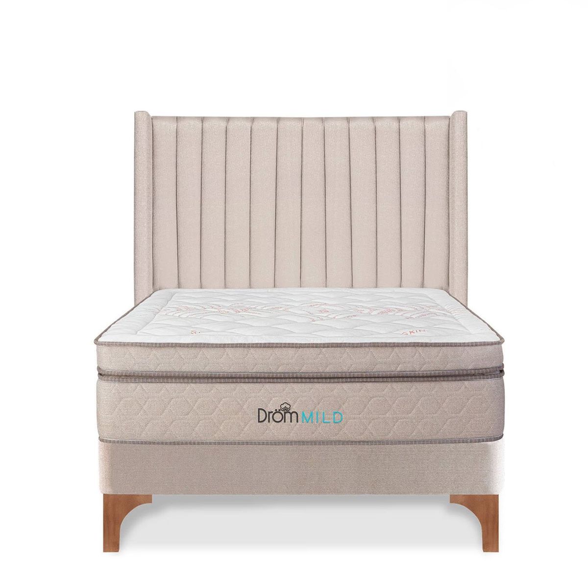 DROM - Dormitorio Europeo Mild Lineas Queen + 2 Almohadas Viscoelásticas + Protector