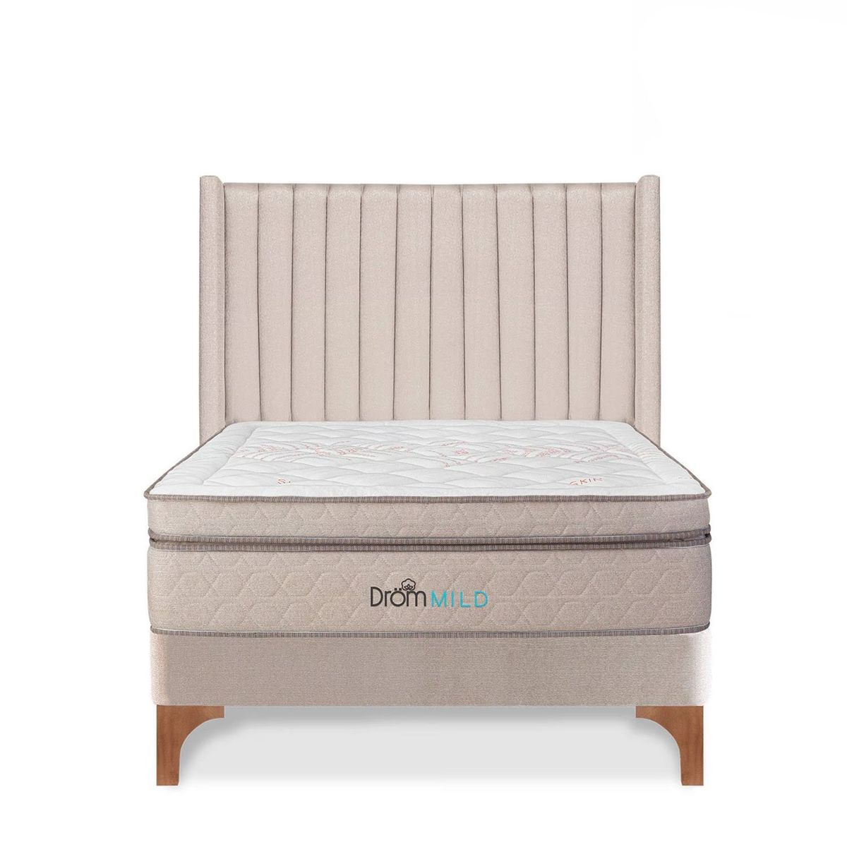 DROM - Dormitorio Europeo Mild Lineas King + 2 Almohadas Viscoelásticas + Protector