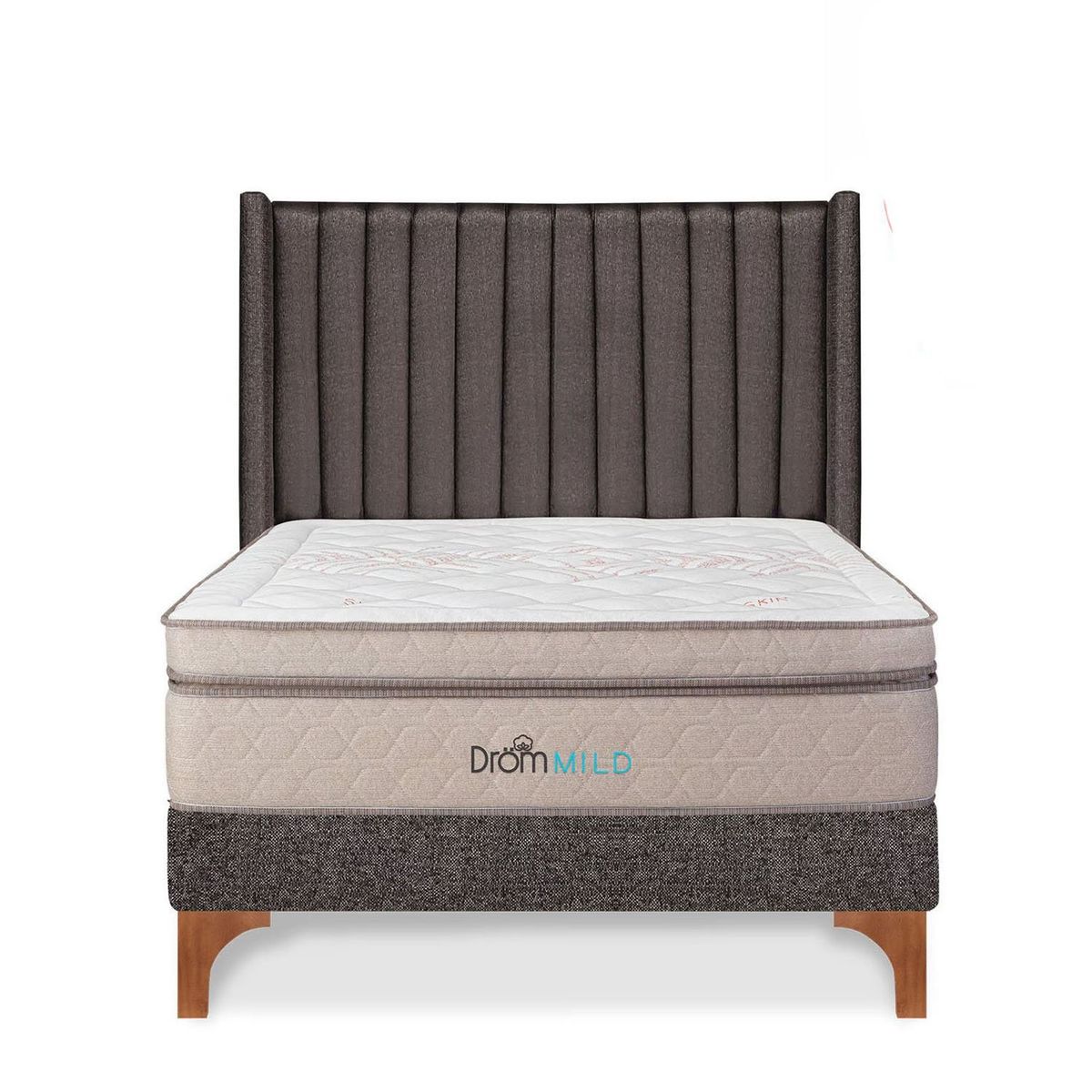 DROM - Dormitorio Europeo Mild Lineas Queen + 2 Almohadas Viscoelásticas y Protector