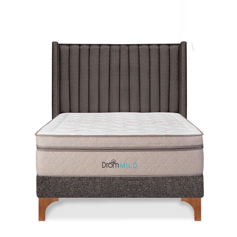 DROM - Dormitorio Europeo Mild Lineas Queen + 2 Almohadas Viscoelásticas + Protector