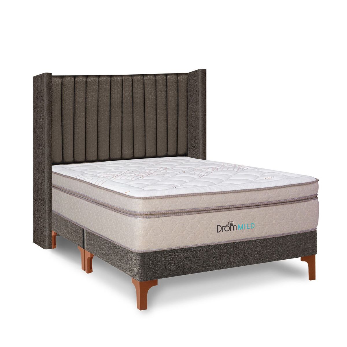 DROM - Dormitorio Europeo Mild Lineas Queen + 2 Almohadas Viscoelásticas y Protector