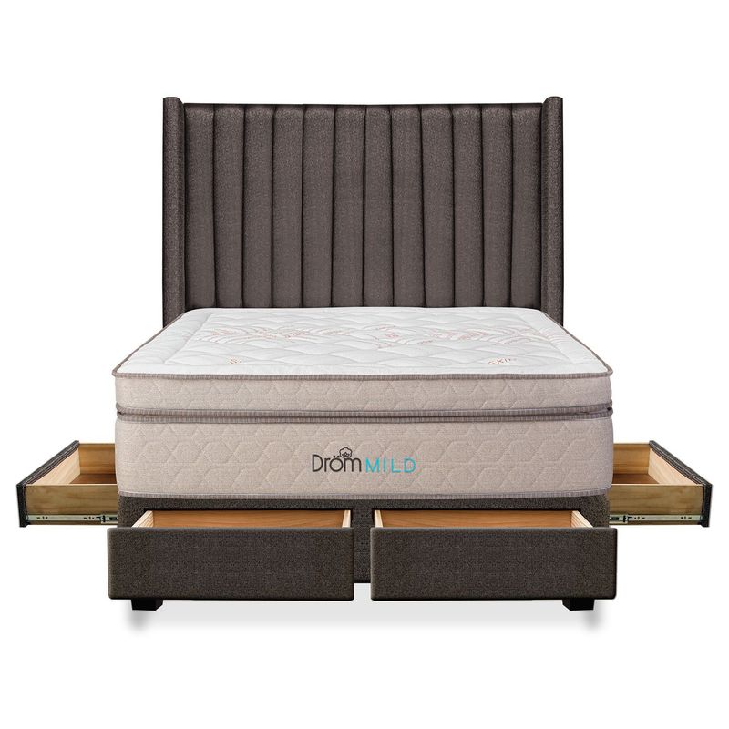 DROM - Dormitorio con Cajones Mild Líneas 2 Plz + 2 Almohadas Viscoelásticas + Protector