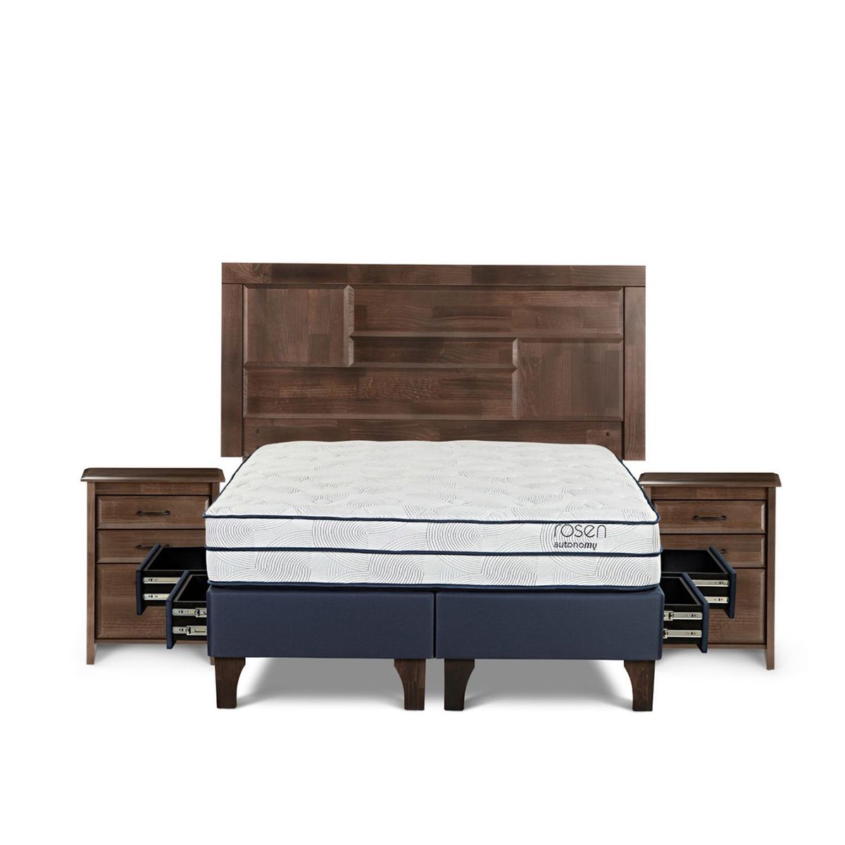 ROSEN - Dormitorio Con Cajones Autonomy Sky Dolce Queen + 2 Veladores