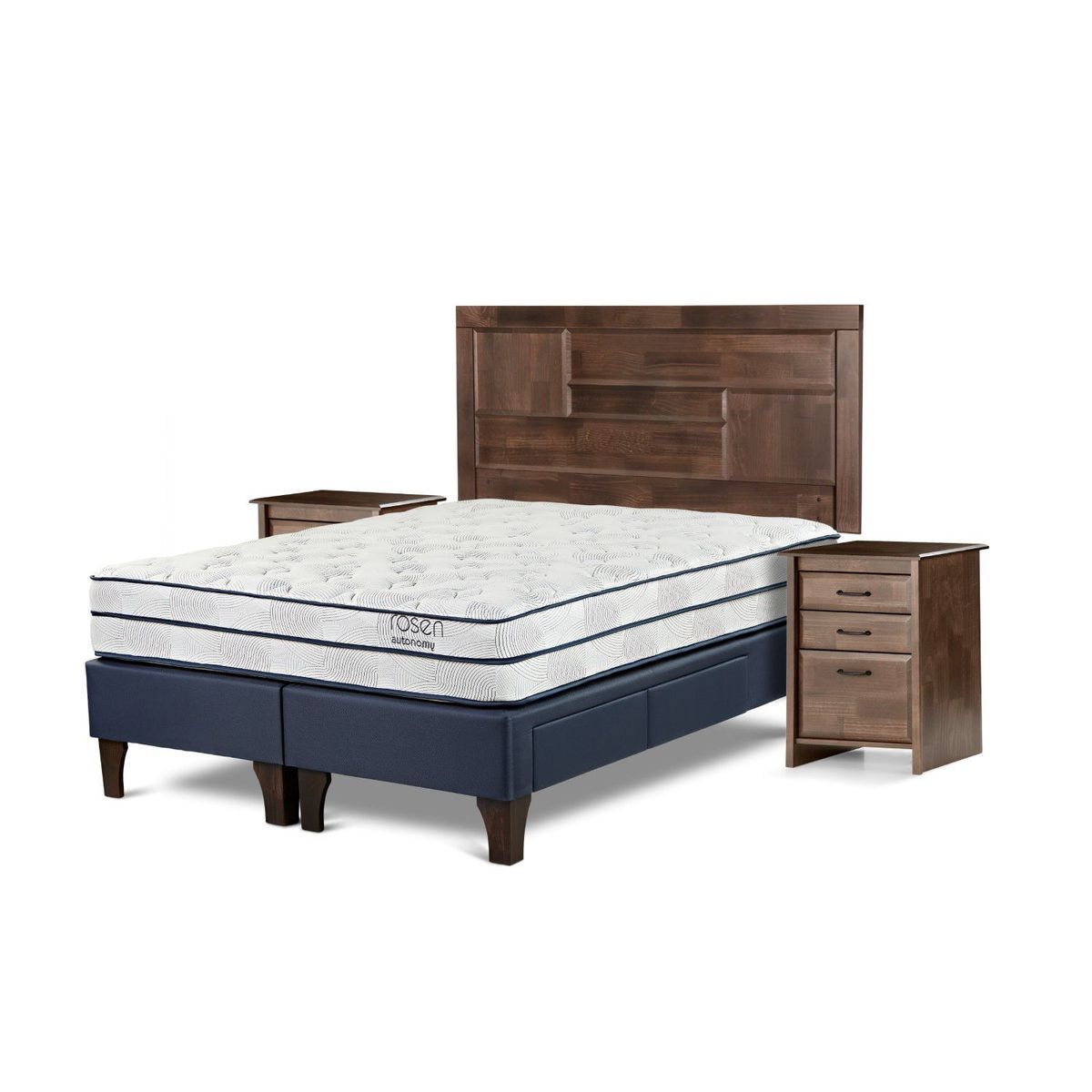 ROSEN - Dormitorio Con Cajones Autonomy Sky Dolce King + 2 Veladores