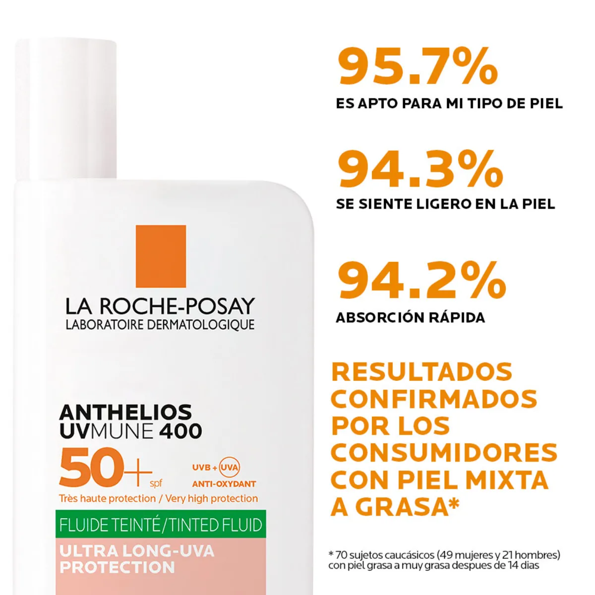 LA ROCHE POSAY - Protector Solar Anthelios UVMune 400 Oil Control Fluido con color FPS 50+ 50ml