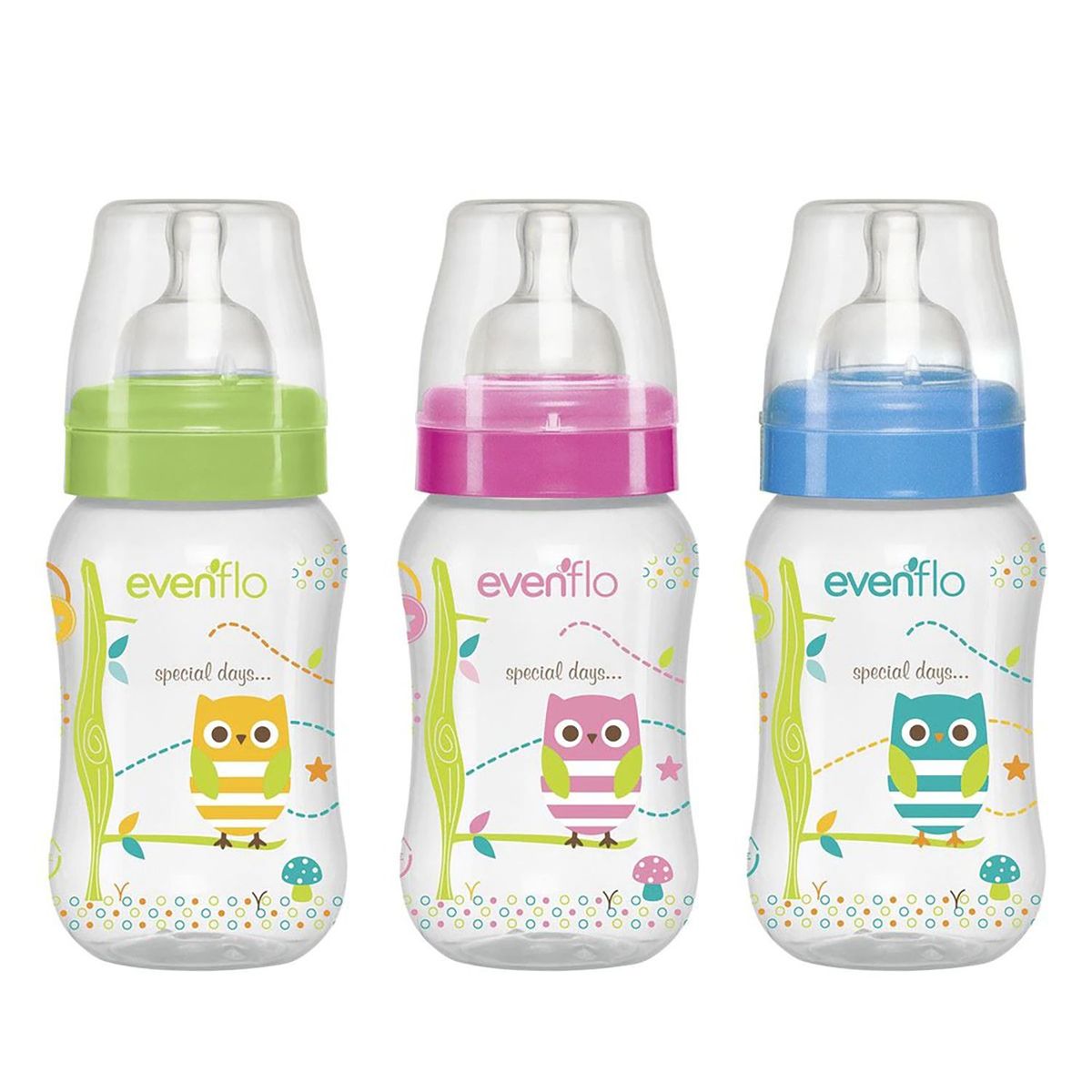 EVENFLO - Biberón Cuello Ancho Decorado 9Oz - 260 Ml Aleatorio