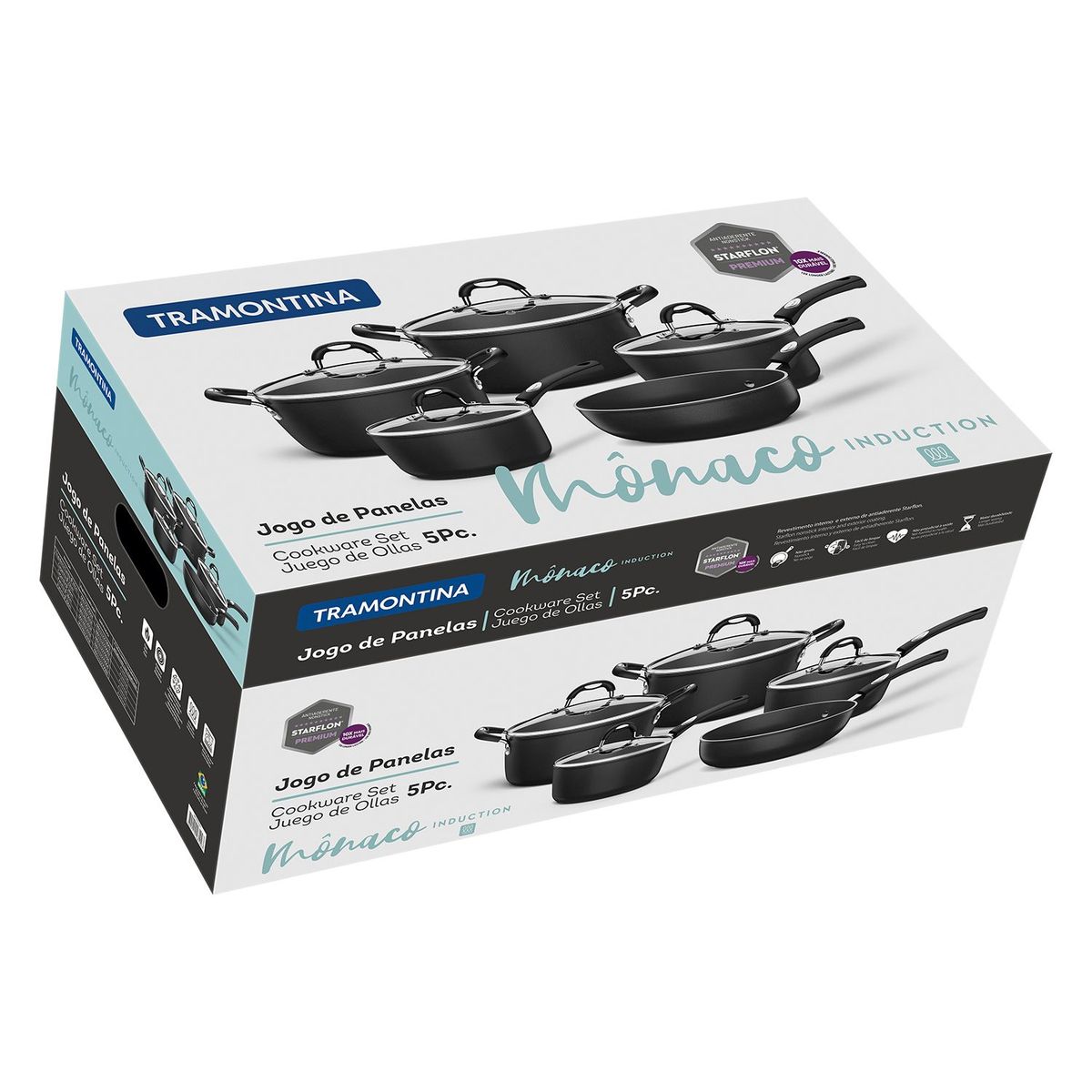 TRAMONTINA - Juego De Ollas 5 Piezas Aluminio Monaco 