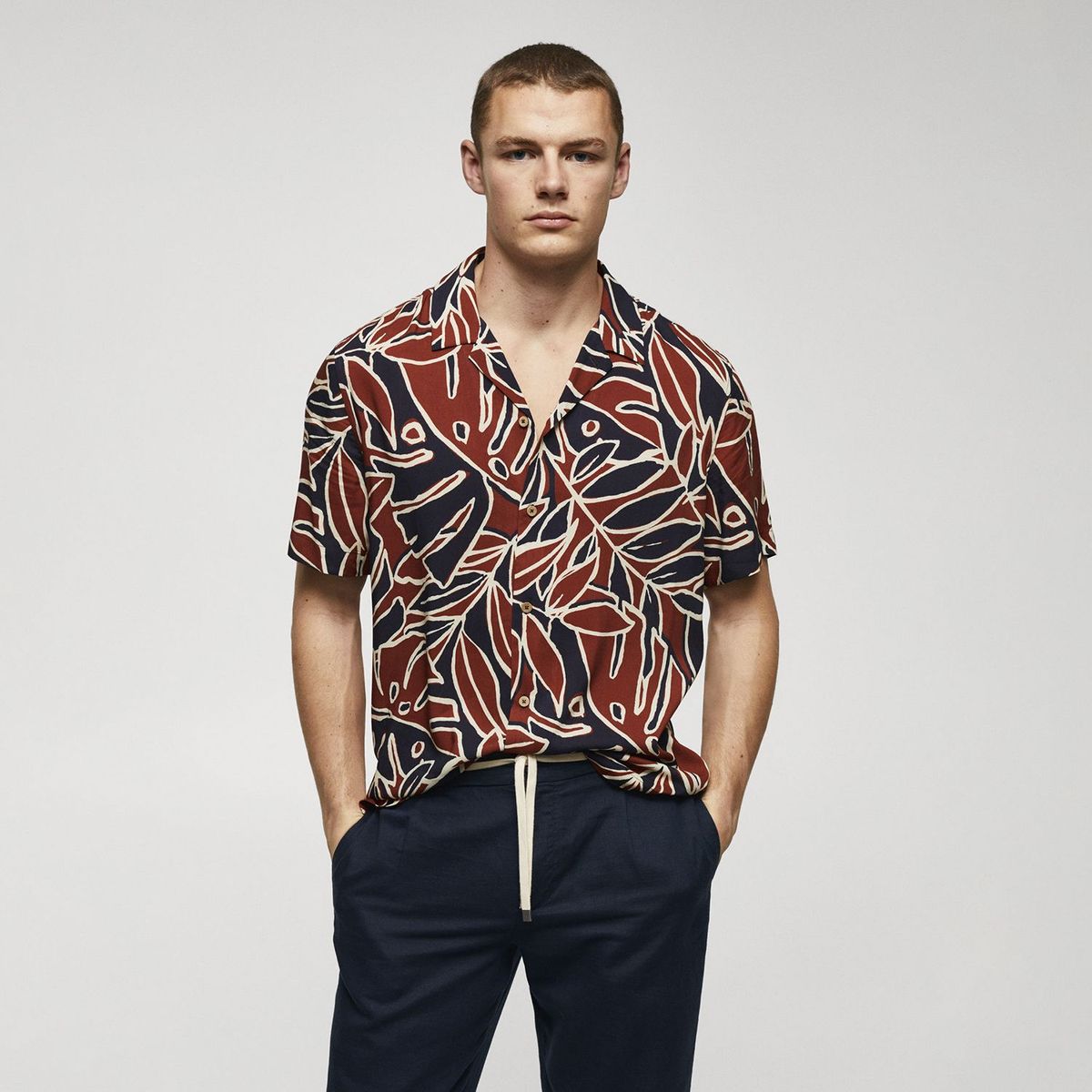 MANGO - Camisa Manga Corta Hombre Mango