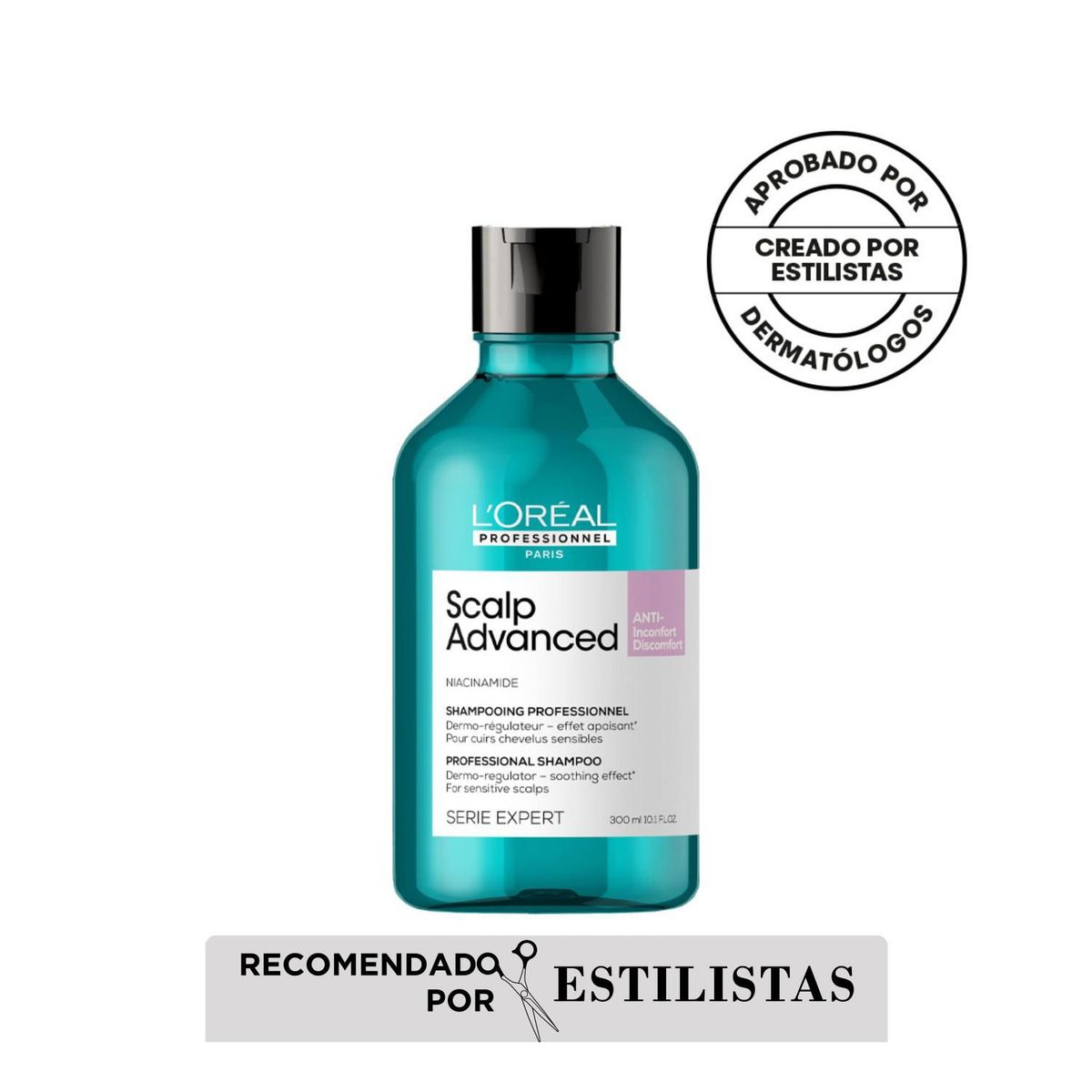 LOREAL PROFESSIONNEL - Shampoo En Gel Para Cuero Cabelludo Sensible Scalp Advanced Anti-Discomfort 300 Ml