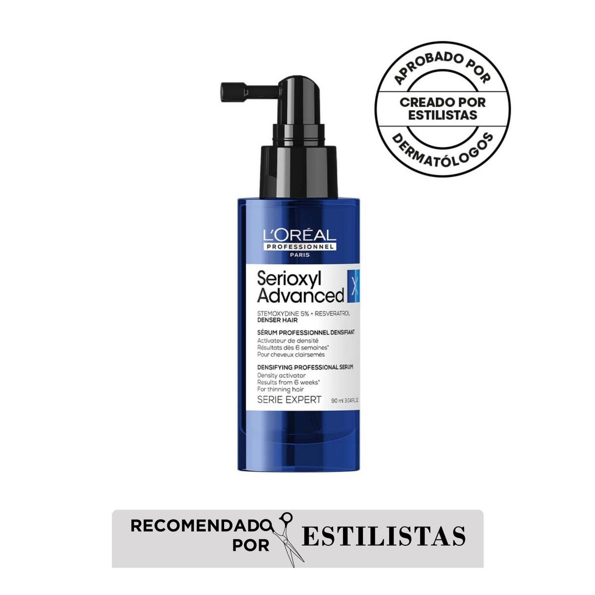 LOREAL PROFESSIONNEL - Serum Que Multiplica El Número De Cabellos Con El Uso Diario, Para Más Densidad Serioxyl Density 90Ml
